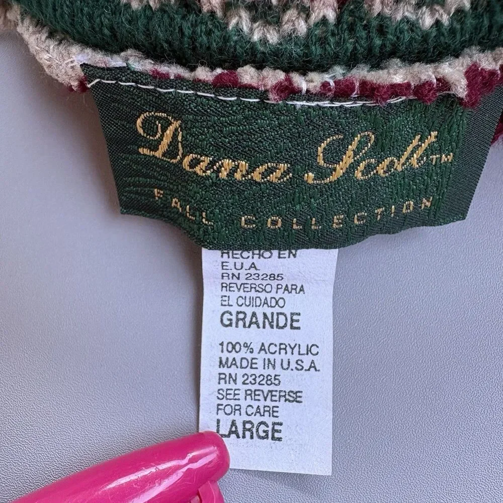 Y2K Vintage Sweater Dana Scott Womens Large Roses Cottagecore Granny Shabby Chic - Picture 4 of 9